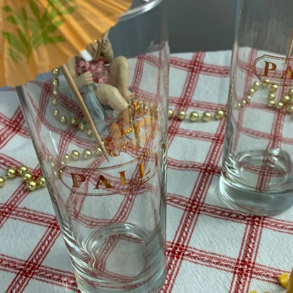 PALLINI High Ball Cocktail Glasses with Gold Design  Set/2 - VINTAGE - Picture 11 of 13
